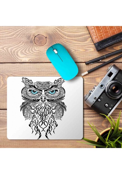 Baykuş Mavi Gözlü Baskılı Mousepad Mouse Pad
