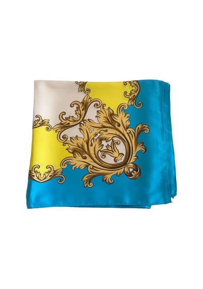 Tikitonki Çiçek Desenli Çok Renkli Kare Kesim Eşarp - 90x90cm Çok Renkli Çok Renkli