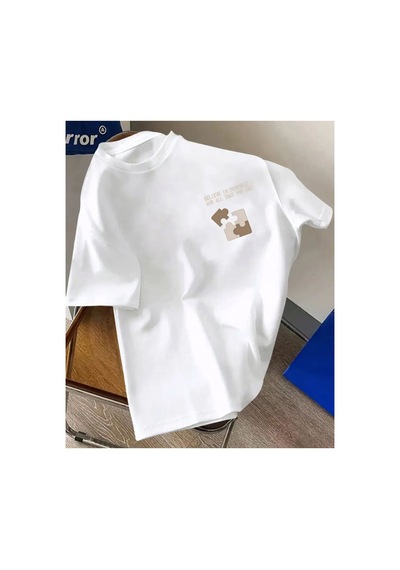 Medinenur Baskılı Basic T-shirt Beyaz