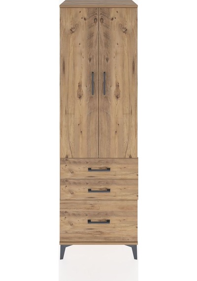 Hyperion Dolap 4 Raflı 3 Çekmeceli 2 Kapaklı 60x44x195 Çam-çam Çam