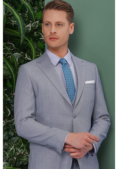 Efor Tk 872 Slim Fit Gri-mavi Klasik Takım Elbise Gri - Mavi