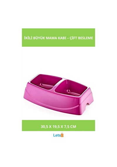 1. Sınıf Plastik İkili Büyük Mama Kabı 30,5cm Mor, Mavi, Yeşil, Pembe