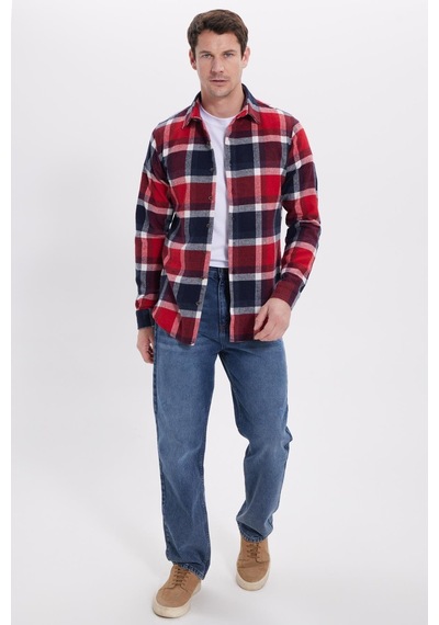 Tudors Erkek Slim Fit Dar Kesim Kareli Kışlık Oduncu Gömlek-42204 Lacivert Tudors Erkek Slim Fit Dar Kesim Kareli Kışlık Oduncu Gömlek-42204 Lacivert