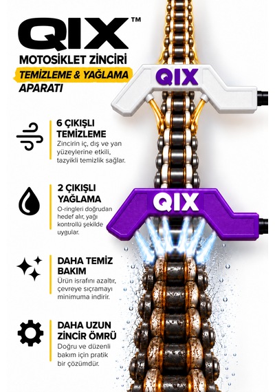 Qıx Motosiklet Zinciri Temizleme Ve Yağlama Aparatı Beyaz
