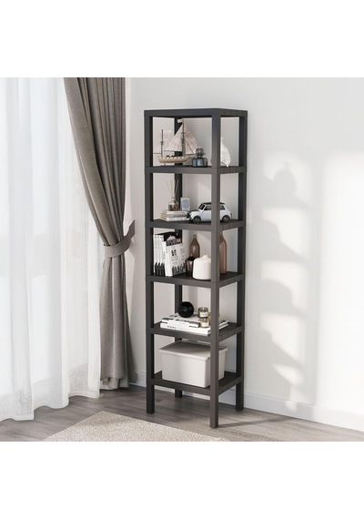 6 Katlı Köşe Rafı Banyo, Mutfak Ve Kiler İçin Yer Tasarruflu Organizer Çok Amaçlı Plastik Raf 3 Farklı Renk Seçeneği 38x29x152 Cm Dikey Ve Yatay Kullanım Siyah Altın - Beyaz