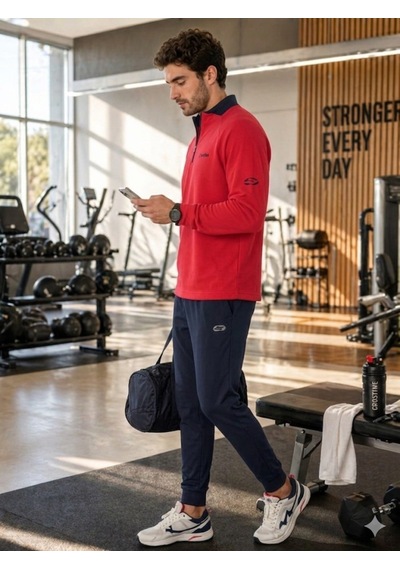 Erkek Kırmızı Antrenman Sweatshirt
