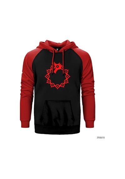 Seven Deadly Sins Dragon Sin Kırmızı Renk Reglan Kol Sweatshirt / Hoodie