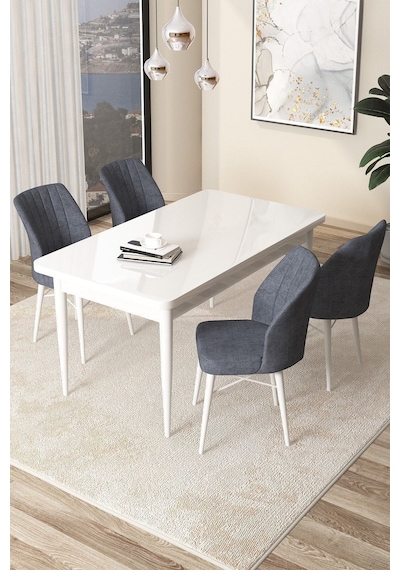 Canisa Arp Serisi 70x110 Sabit Mutfak Masası Takımı Beyaz Masa 4 Füme Sandalye Beyaz Masa Sandalye Füme Canisa Arp Serisi 70x110 Sabit Mutfak Masası Takımı Beyaz Masa 4 Füme Sandalye Beyaz Masa Sandalye Füme