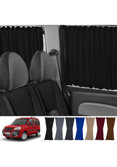 Pandami Fiat Doblo I 2000-2010 Uyumlu Siyah Raylı Oto Perde Takımı