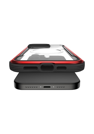 Apple Uyumlu iPhone 15 Pro Max Kılıf Magsafe Airbagli Raptic Shield Serisi Şeffaf Arka Yüzey Kapak Kırmızı Kırmızı