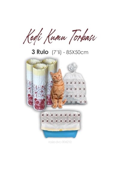 Kedi Kumu Torbası, 85x50cm Boyutunda, 7' Li 3 Rulo