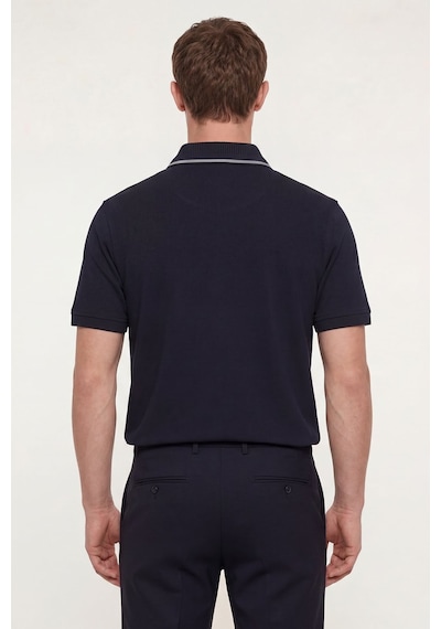 Sabri Özel Erkek Lacivert Dar Kesim Slim FitPamuk Pike Polo Yaka T-shirt