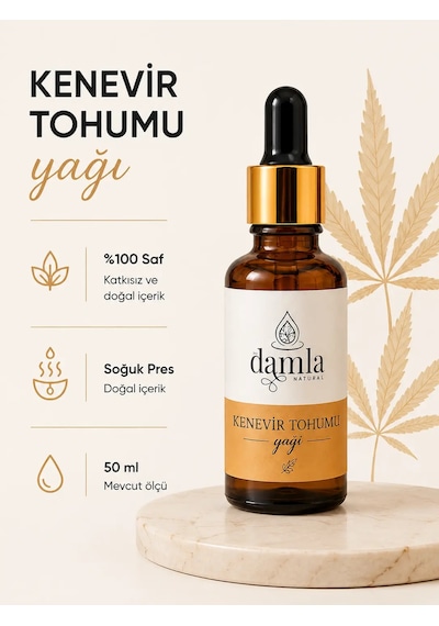 Biodamla Natural Kenevir Tohumu Yağı 50 Ml