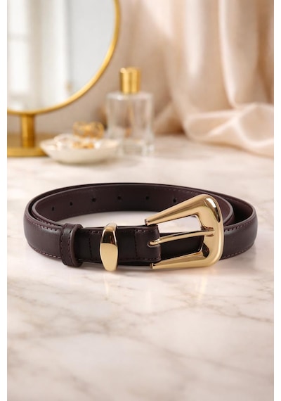 Williampolo Full Grain Deri Gold Toka Kahverengi Kadın Kemer