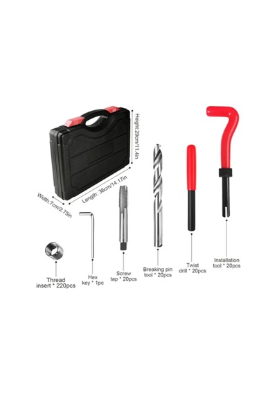 Helicoil Set Vida Diş Tamir Seti Plastik Çantalı Full Set 261 Parça