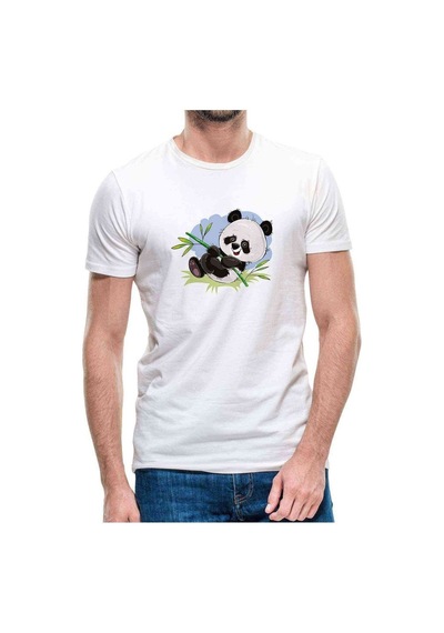 Panda Baskılı Beyaz Erkek Tshirt (530983439)