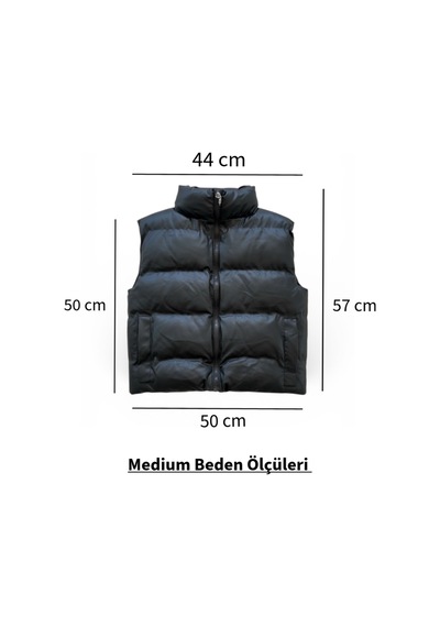Feg Store Haki Yeşil Dik Yaka Deri Görünümlü Şişme Mont Yelek