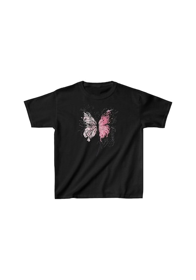 Barlashive Çocuk Kız Baskılı T-shirt - Siyah Çok Renkli