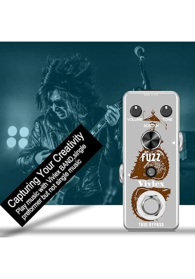 Vivlex Fuzz Mini Elektro Gitar Efekt Pedalı - True Bypass Kompakt Fuzz Pedalı
