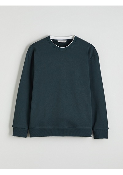 Lcw Vision Yeşil Bisiklet Yaka Erkek Kalın Sweatshirt