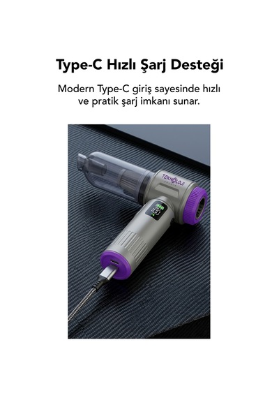 Araç İçi Süpürge Kablosuz Işıklı Göstergeli 20.000 Pa 9başlık Yedek Filtre Çantalı Çekim&üfleme 2in1