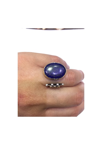Lapis Lazuli Taşlı Gümüş Yüzük 925 Ayar Doğal Taş - 200423144