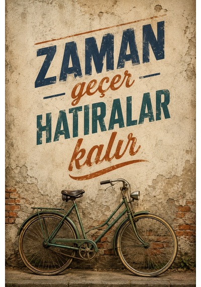 Vintage Duvar Yazısı Mdf Tablo Zaman Geçer Hatıralar Kalır Retro Dekor 20x30 Cm