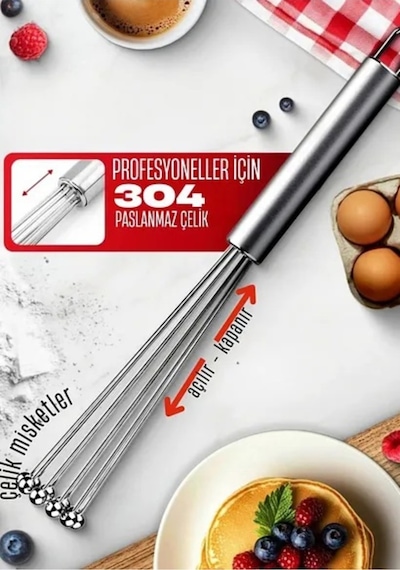 Profosyonel Top Uçlu Ayarlanabilir Paslanmaz Uzun Çelik Çırpıcı 30 Cm Paslanmaz Çelik Diğer