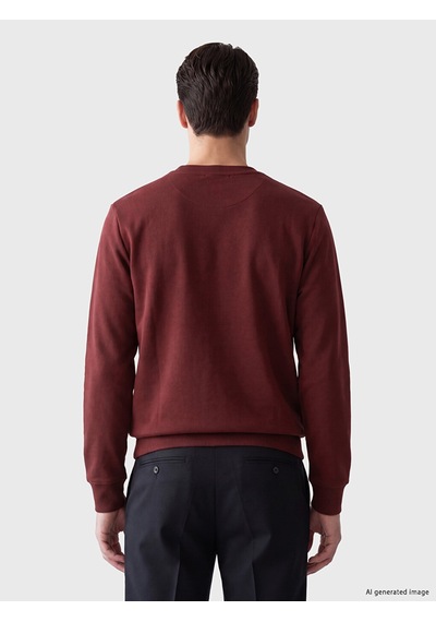 Lcwaıkıkı Classic Bordo Bisiklet Yaka Baskılı Erkek Sweatshirt