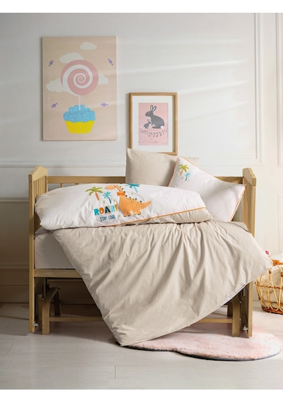 Cotton Box Punch Nakışlı Bebek Nevresim Takımı Kiddo Krem