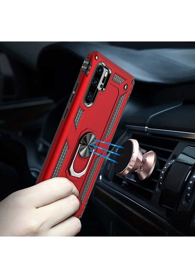 Huawei P30 Pro Kılıf Sert Silikon Yüzüklü Stand Özellikli Kapak