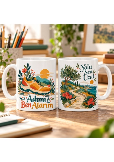 Bezos Pazar Yürüyüşü 2'li Porselen Kupa Seti - Model 653 Mmbz