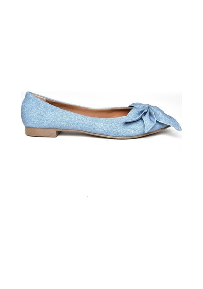 Fox Shoes H726810504 Mavi Kot Kadın Babet Mavi