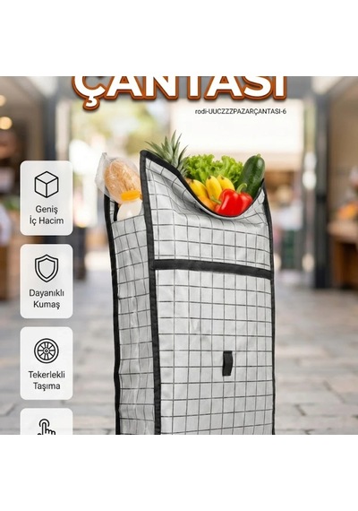 Tekerlekli Pazar Çantası Geniş Hacimli Dayanıklı Ergonomik Tasarım