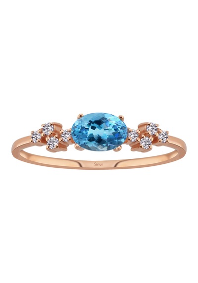 Sirius Pırlanta Ve Oval Mavi Topaz Taşlı Aquala Yüzük 0817r0340