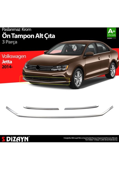 S-Dizayn  Volkswagen Jetta Krom Ön Tampon Çıta 3 Prç. 2014 Üzeri