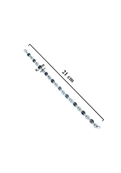 Ferizz Ferizz 316L Çelik Siyah-Beyaz Zincir Erkek Set Set-137 Siyah