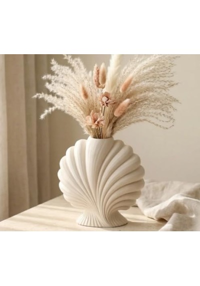 Dekoratif İstiridye Vazo Deniz Temalı Scallop Shell Vazo 13 Cm Çok Renkli