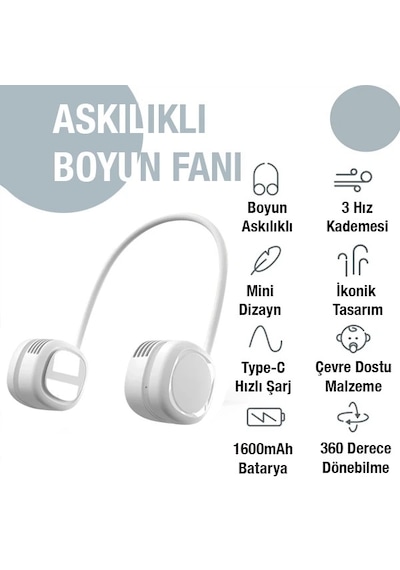 Memo G02 Boyun Askılıklı Mini Fan Taşınabilir Şarjlı Soğutucu Boyun Fanı- 5775