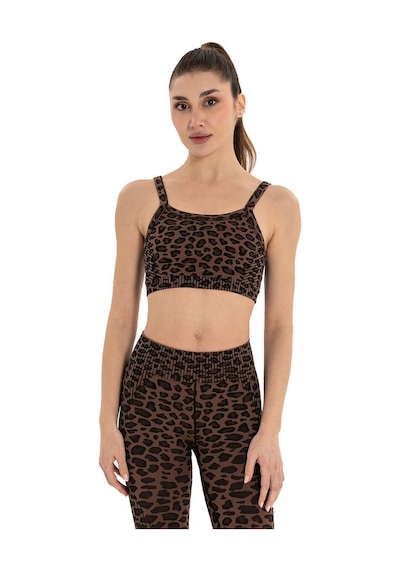 Inguz Leopar Desen Seamless Bra Kahverengi - Siyah
