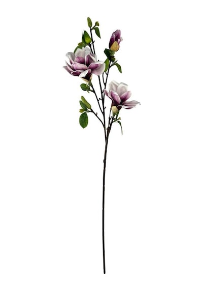 Yapay Çiçek Eva Açık Mor Manolya 3 Çiçekli Uzun Dal 90cm Gerçeksi Doku Mor