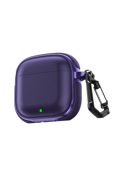 Huawei Freebuds Se 2 / Se 3 İle Uyumlu Kılıf Deri Dokulu Tpu Koruyucu Case Metal Karabinalı Şarj Girişli Mor