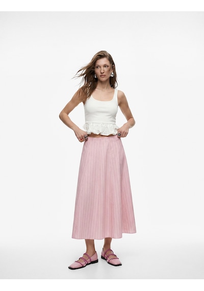 Koton Pamuklu Poplin Kumaş Çan Kesim Çizgili Midi Etek Pınk Strıpe 6sak70287ew Pembe Çizgili Koton Pamuklu Poplin Kumaş Çan Kesim Çizgili Midi Etek Pınk Strıpe 6sak70287ew Pembe Çizgili