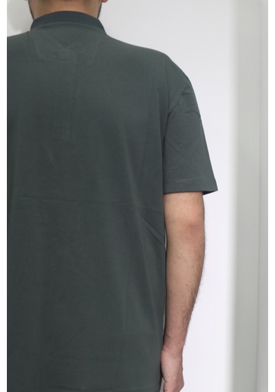 Santa Dmctekstil Erkek Desenli Spor Kesim Rahat Kalıp Polo Yaka Battal T-shirt Haki