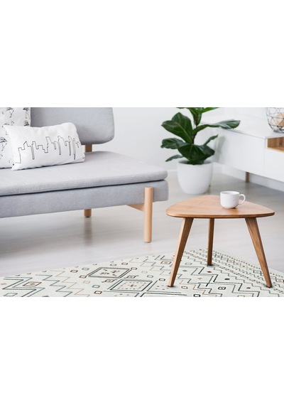 Arya Ar 05 Beige Blue %100 Geri Dönüşümlü Pamuktan Çift Taraflı Yıkanabilir Modern Dekoratif Kilim