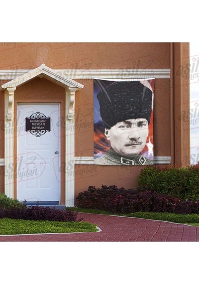 Üniformalı Kalpaklı Gazi Mustafa Kemal Atatürk - Ay Yıldızlı Poster - Bayrak 100x150 Cm 1