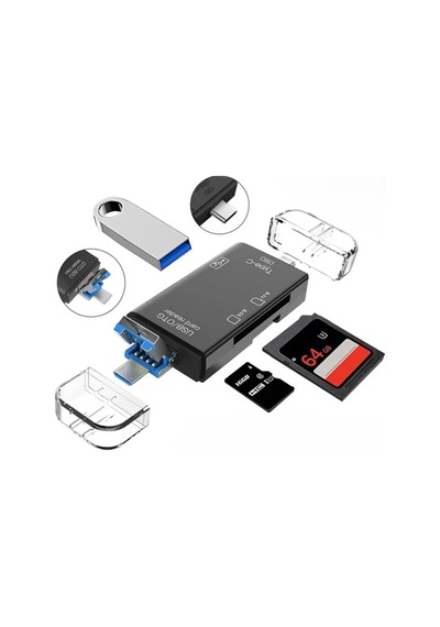 Kompakt 6'lı Otg Kart Okuyucu Sd Microsd Uyumlu