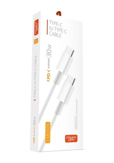 Powerway Type-C To Type-C Pd 30W 2 Metre Şarj Ve Veri Aktarım Kab