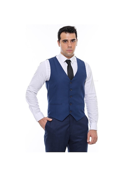 Wessi Lacivert Slimfit Düz Yelek 001