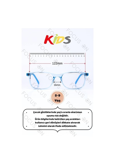 Focus On KS007-C8-EKRAN Mavi 5-9 Mavi Işık Filtreli Çocuk Ekran Gözlüğü